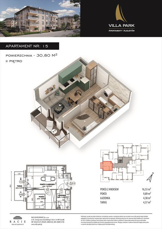 Nowe mieszkanie dwupokojowe Villa Park - Etap III Augustów, Wypoczynkowa  31m2 Foto 1