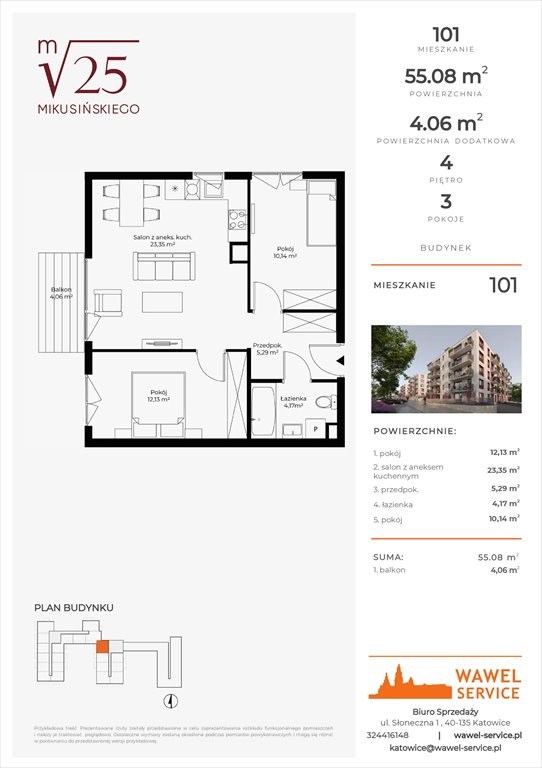 mieszkanie na sprzedaż 55m2 mieszkanie Katowice, Mikusińskiego 25