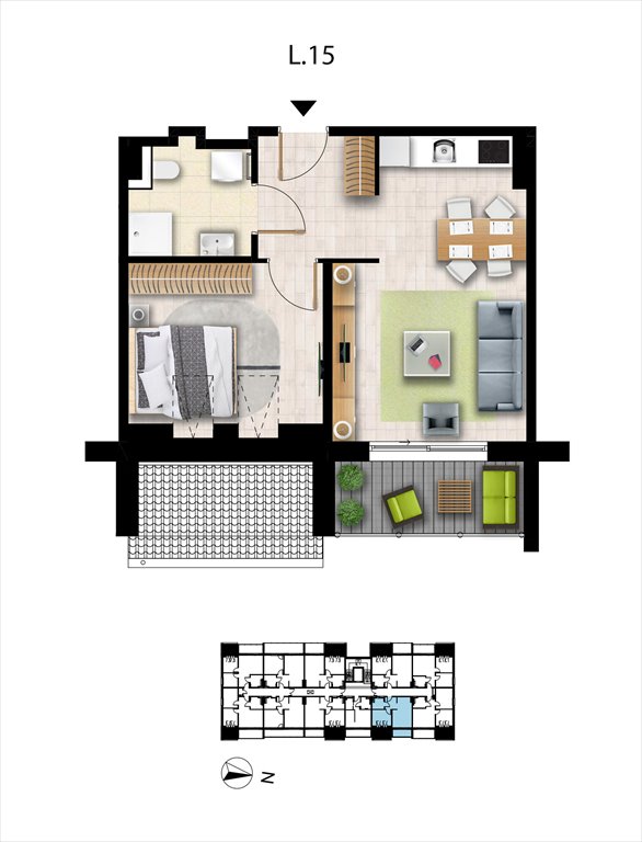 Nowa kawalerka Sunset Resort Grzybowo, Nadmorska 98 -106  21m2 Foto 1