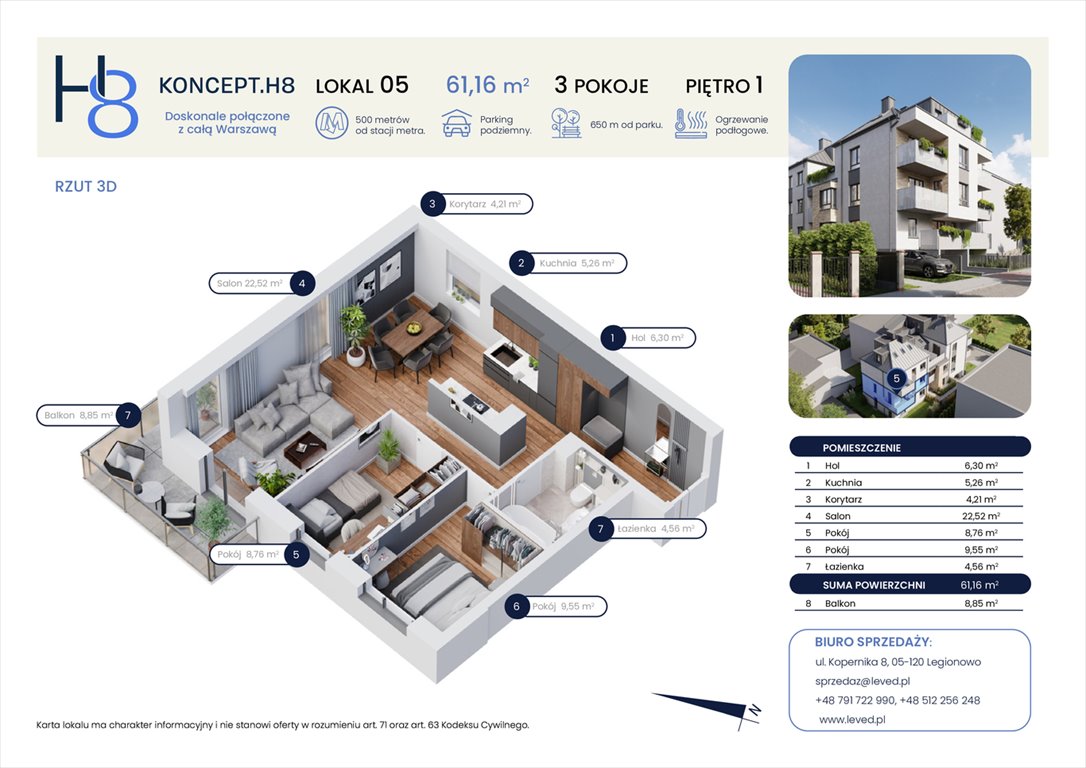 Nowe mieszkanie trzypokojowe Koncept H8 Warszawa, Targówek, Hodowlana 8  61m2 Foto 1