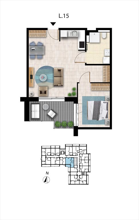 Nowe mieszkanie dwupokojowe Sunset Resort Grzybowo, Nadmorska 98 -106  49m2 Foto 1