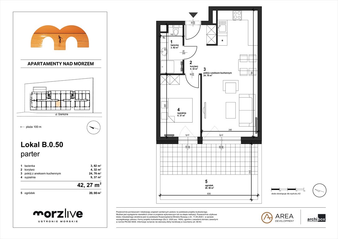 Nowe mieszkanie dwupokojowe MORZLIVE Ustronie Morskie, Graniczna 4  42m2 Foto 1