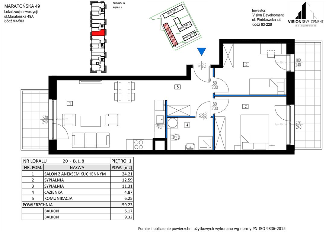 mieszkanie na sprzedaż 59m2 mieszkanie Łódź, Retkinia, Maratońska 49C