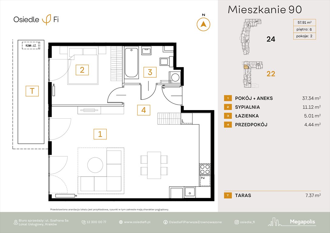 Nowe mieszkanie dwupokojowe Osiedle FI 3 Kraków, Rzemieślnicza 22-24  58m2 Foto 1