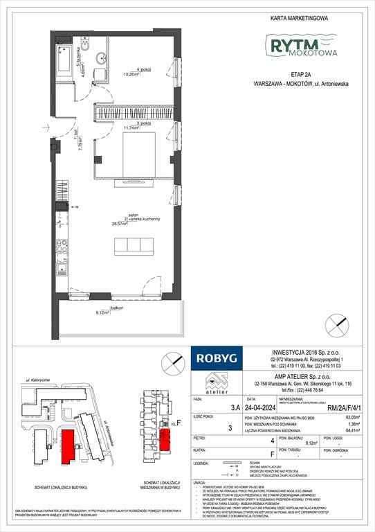 Nowe mieszkanie trzypokojowe Rytm Mokotowa Warszawa, Mokotów, Antoniewska  63m2 Foto 1