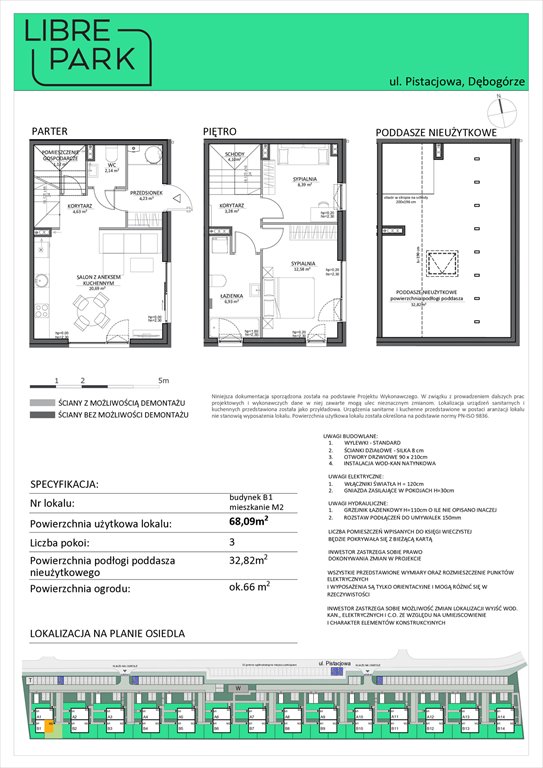 Nowe mieszkanie trzypokojowe Osiedle Libre Park Dębogórze, Pistacjowa 5  68m2 Foto 1