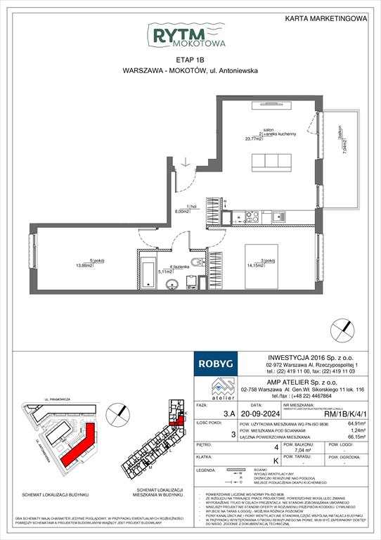Nowe mieszkanie trzypokojowe Rytm Mokotowa Warszawa, Mokotów, Antoniewska  65m2 Foto 1