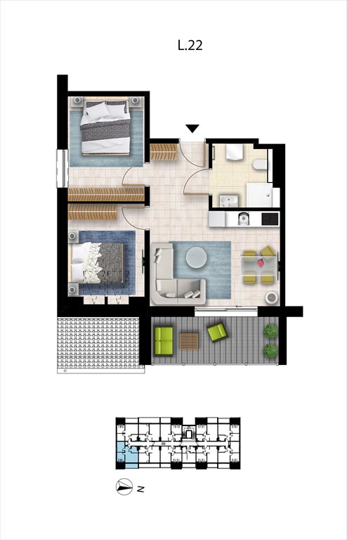 Nowe mieszkanie dwupokojowe Sunset Resort Grzybowo, Nadmorska 98 -106  39m2 Foto 1