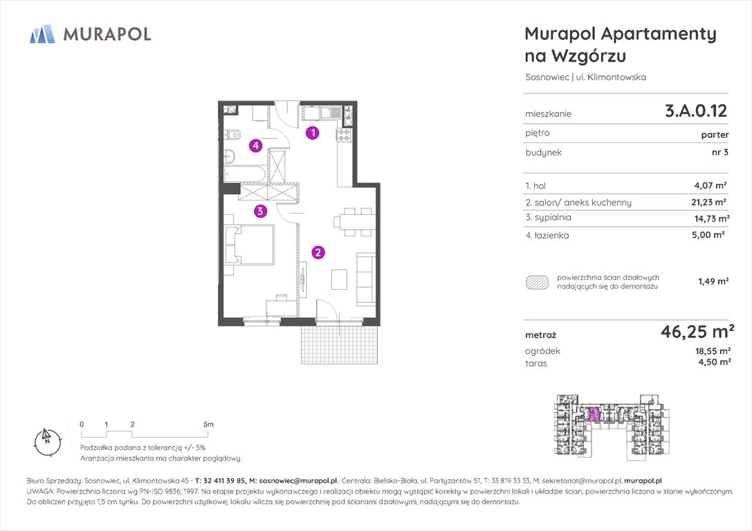 Nowe mieszkanie dwupokojowe Murapol Apartamenty na Wzgórzu Sosnowiec, ul. Klimontowska  46m2 Foto 1