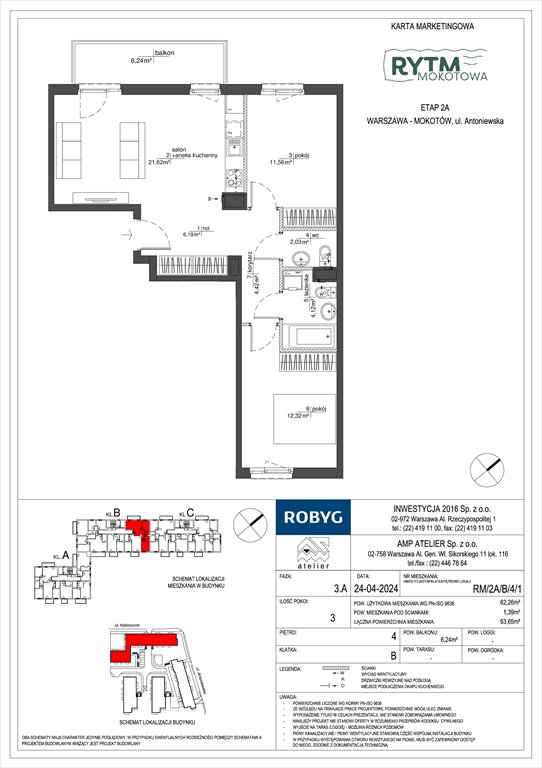 Nowe mieszkanie trzypokojowe Rytm Mokotowa Warszawa, Mokotów, Antoniewska  62m2 Foto 1