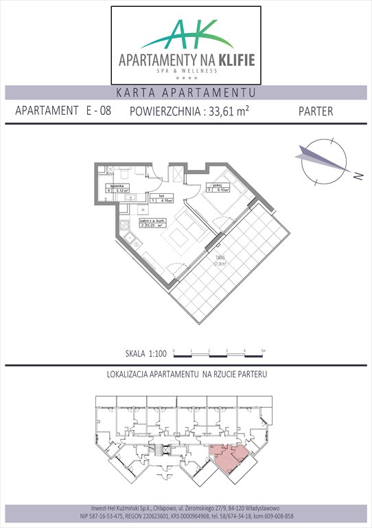 Nowe mieszkanie dwupokojowe Apartamenty na Klifie Władysławowo, Żeromskiego 27  34m2 Foto 1