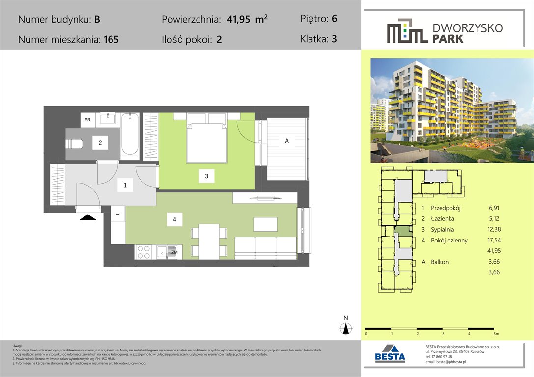 Nowe mieszkanie dwupokojowe Dworzysko Park Rzeszów, Przybyszówka, Dworzysko  42m2 Foto 1