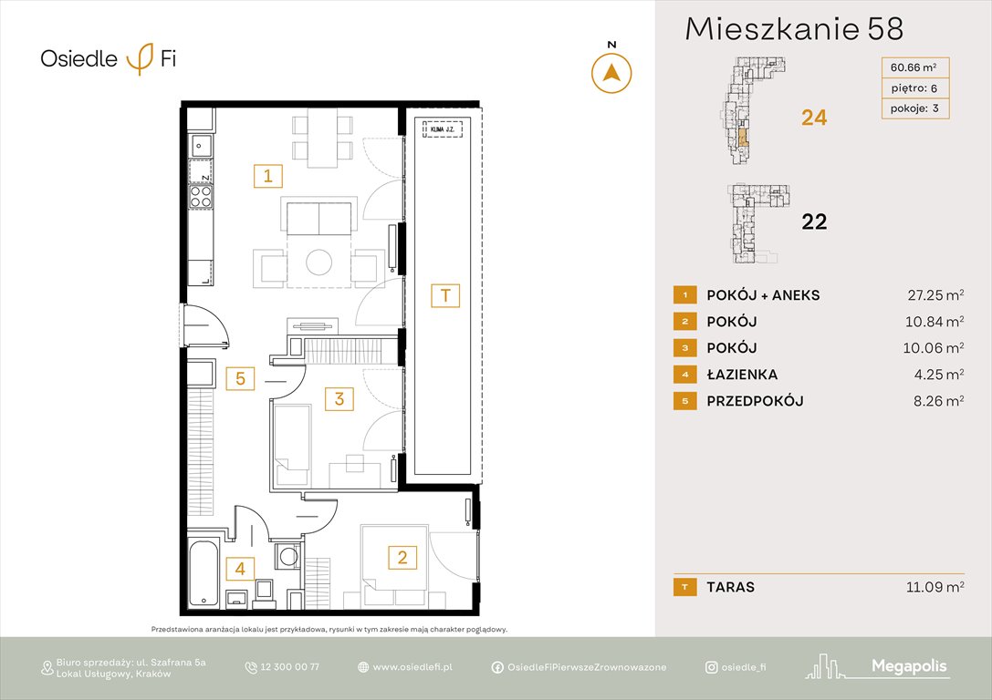 Nowe mieszkanie trzypokojowe Osiedle FI 3 Kraków, Rzemieślnicza 22-24  61m2 Foto 1