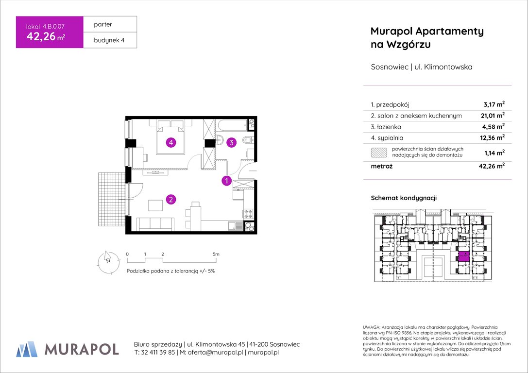 Nowe mieszkanie dwupokojowe Murapol Apartamenty na Wzgórzu Sosnowiec, ul. Klimontowska  42m2 Foto 1