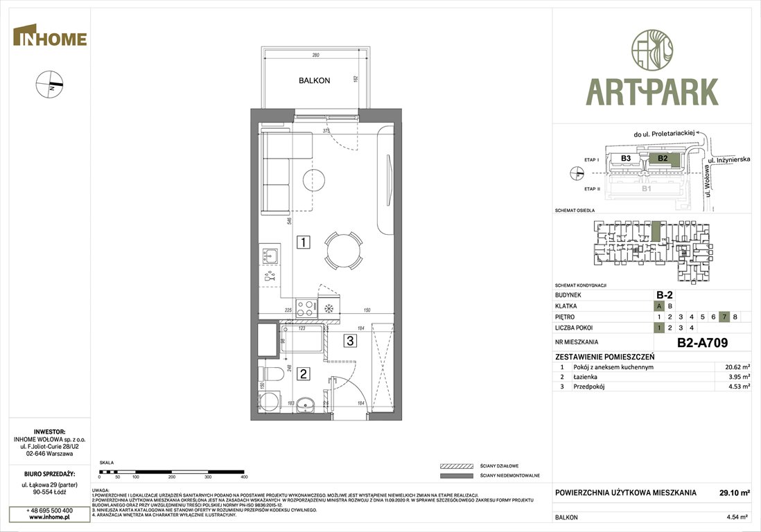 Nowa kawalerka ArtPark Łódź, Polesie, Wołowa 4A  29m2 Foto 1