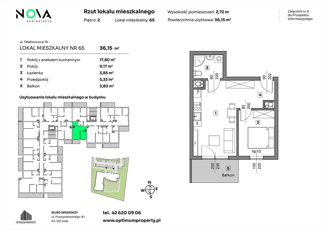 Nowe mieszkanie dwupokojowe NOVA RADIOSTACJA  Łódź, Śródmieście, ul. Telefoniczna 19  36m2 Foto 1