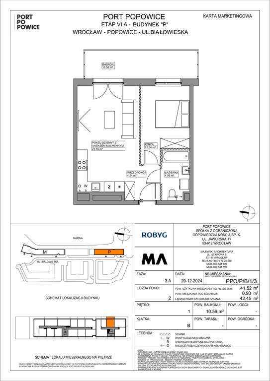 Nowe mieszkanie dwupokojowe Port Popowice Wrocław, Fabryczna, Białowieska 91a  42m2 Foto 1