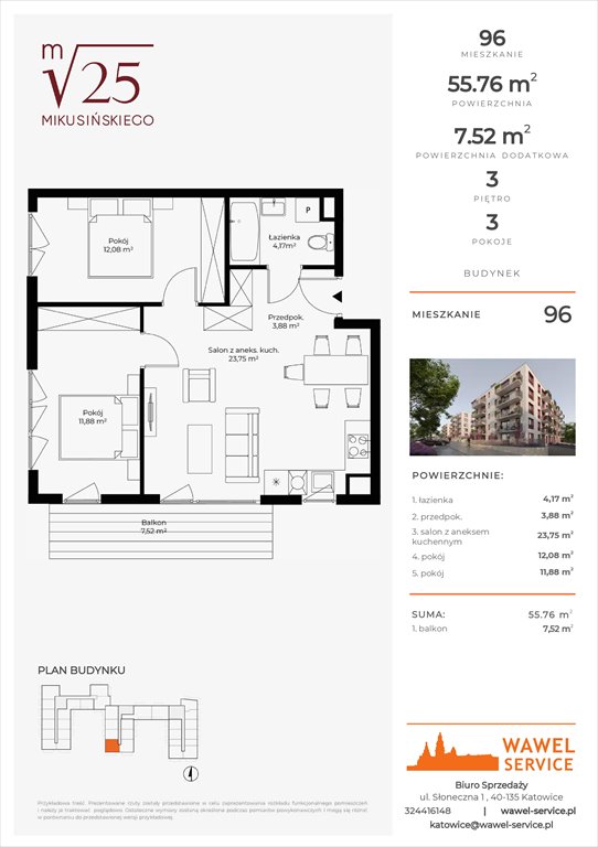mieszkanie na sprzedaż 56m2 mieszkanie Katowice, Mikusińskiego 25