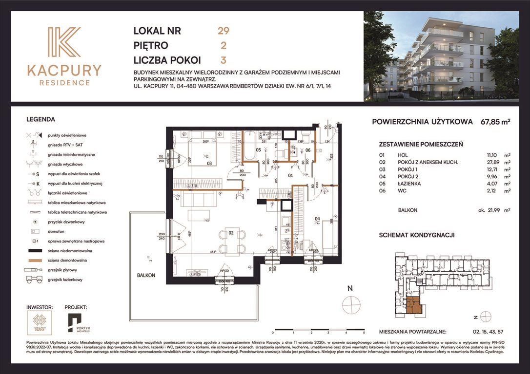 Nowe mieszkanie trzypokojowe Kacpury Residence Warszawa, Rembetów, Kacpury 11  68m2 Foto 1