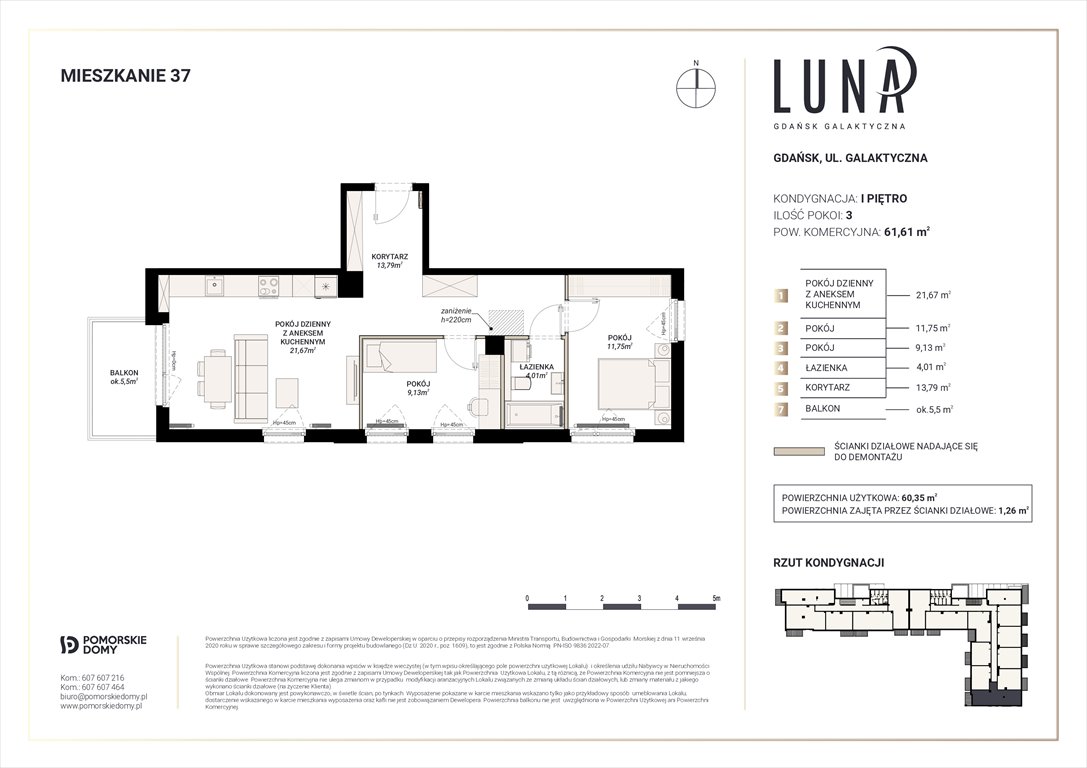 Nowe mieszkanie trzypokojowe Luna Gdańsk, Galaktyczna  60m2 Foto 1