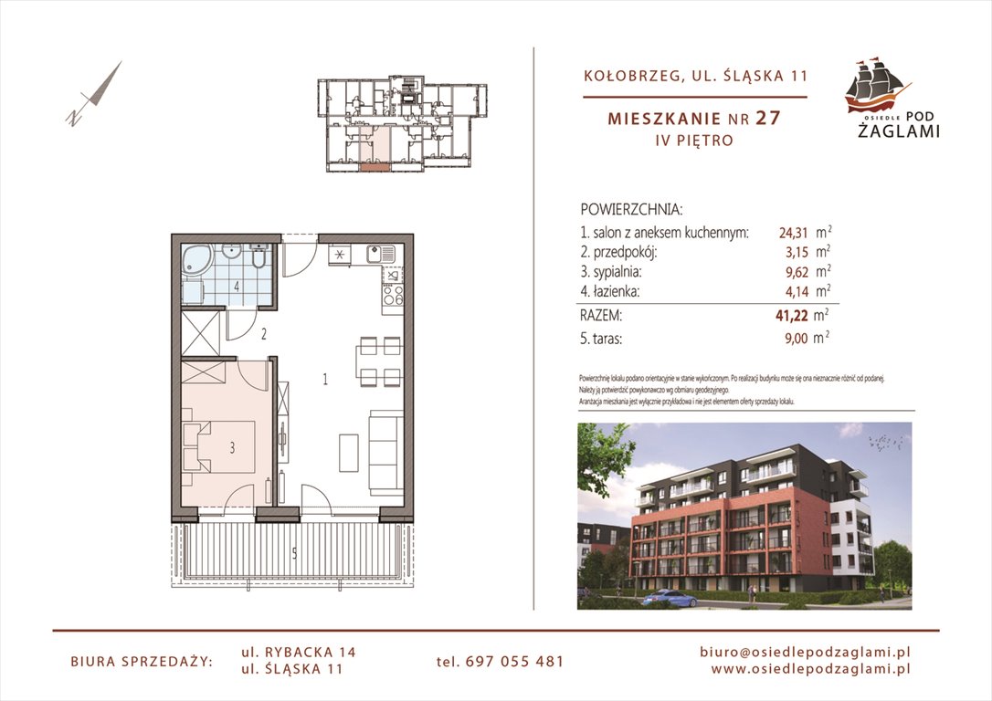 Nowe mieszkanie dwupokojowe Osiedle Pod Żaglami Kołobrzeg, Śląska 11  41m2 Foto 1