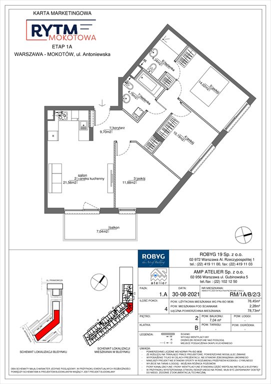 Nowe mieszkanie czteropokojowe  Rytm Mokotowa Warszawa, Mokotów, Antoniewska  76m2 Foto 1