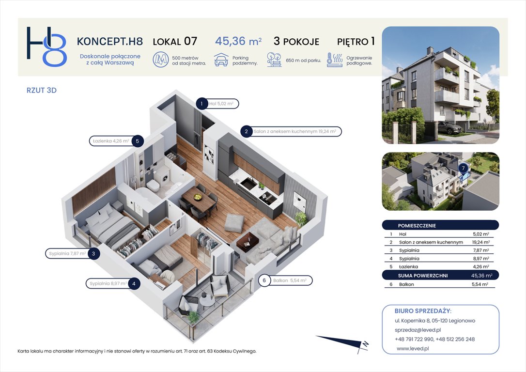 Nowe mieszkanie trzypokojowe Koncept H8 Warszawa, Targówek, Hodowlana 8  45m2 Foto 1