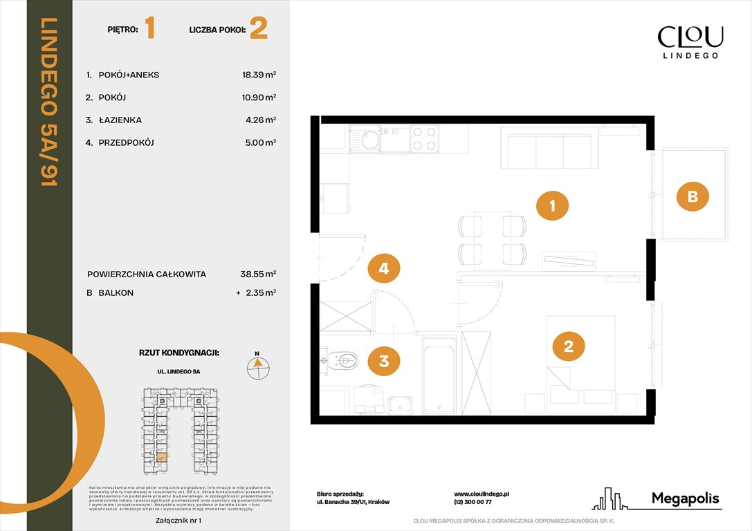 Nowe mieszkanie dwupokojowe Clou Lindego Kraków, Lindego 5a  39m2 Foto 1