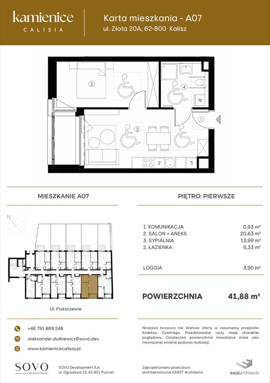 Nowe mieszkanie dwupokojowe Kamienice Calisia Kalisz, UL. ZŁOTA 20 A  42m2 Foto 1