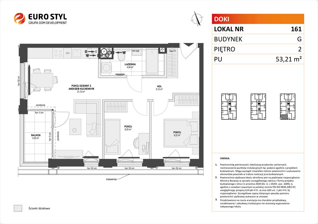 Nowe mieszkanie trzypokojowe DOKI LIVING Gdańsk, Śródmieście, ks. Jerzego Popiełuszki/Rybaki Górne  53m2 Foto 1