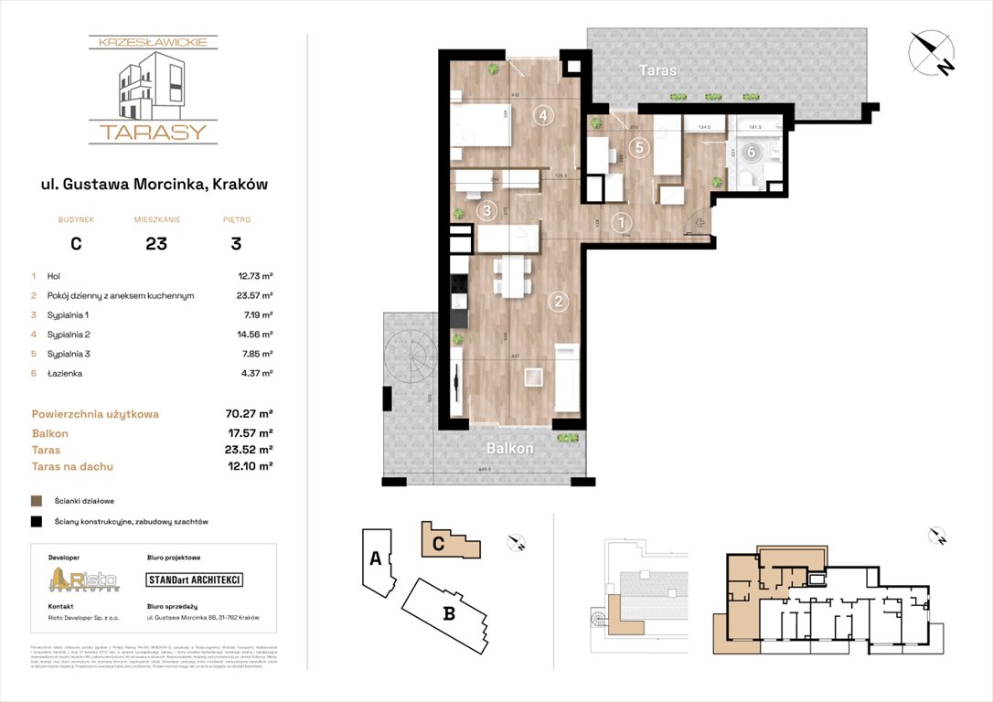 Nowe mieszkanie czteropokojowe  KRZESŁAWICKIE TARASY Kraków, Wzgórza Krzesławickie, Gustawa Morcinka  70m2 Foto 1