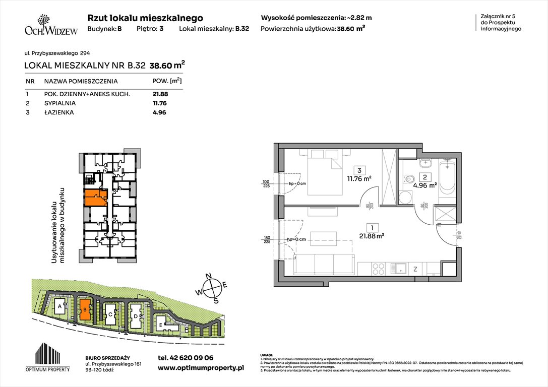 Nowe mieszkanie dwupokojowe OchWidzew Łódź, Widzew, Przybyszewskiego 292-300  39m2 Foto 1