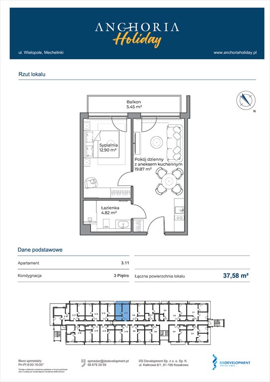 Nowe mieszkanie dwupokojowe Anchoria Holiday Mechelinki, Wielopole 36-38  38m2 Foto 1