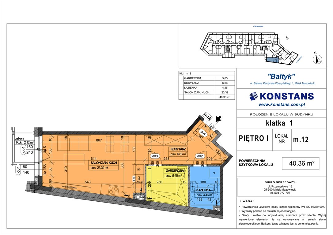 Nowa kawalerka Bałtyk Mińsk Mazowiecki, Wyszyńskiego 1  40m2 Foto 1