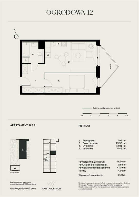 Nowe mieszkanie Apartamentowiec Ogrodowa 12 Poznań, Ogrodowa 12  47m2 Foto 1