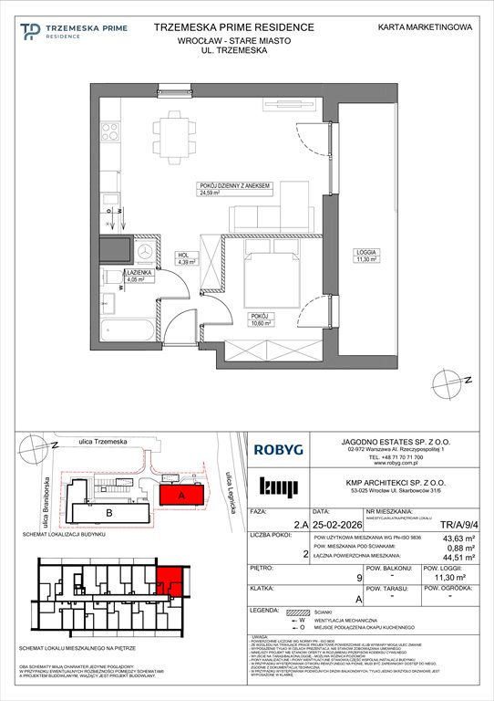Nowe mieszkanie dwupokojowe Trzemeska Prime Residence Wrocław, Stare Miasto, Trzemeska  44m2 Foto 1
