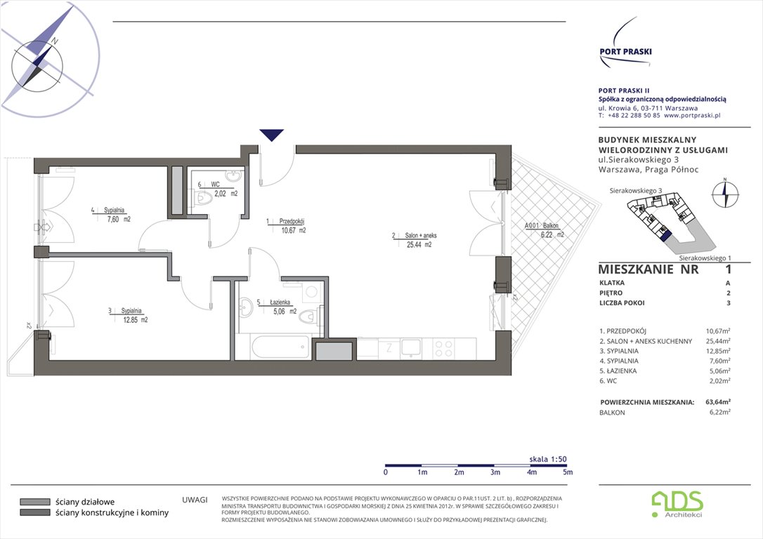 Nowe mieszkanie trzypokojowe Sierakowskiego 1 i 3 Warszawa, Praga Północ, Sierakowskiego 1-3  64m2 Foto 1