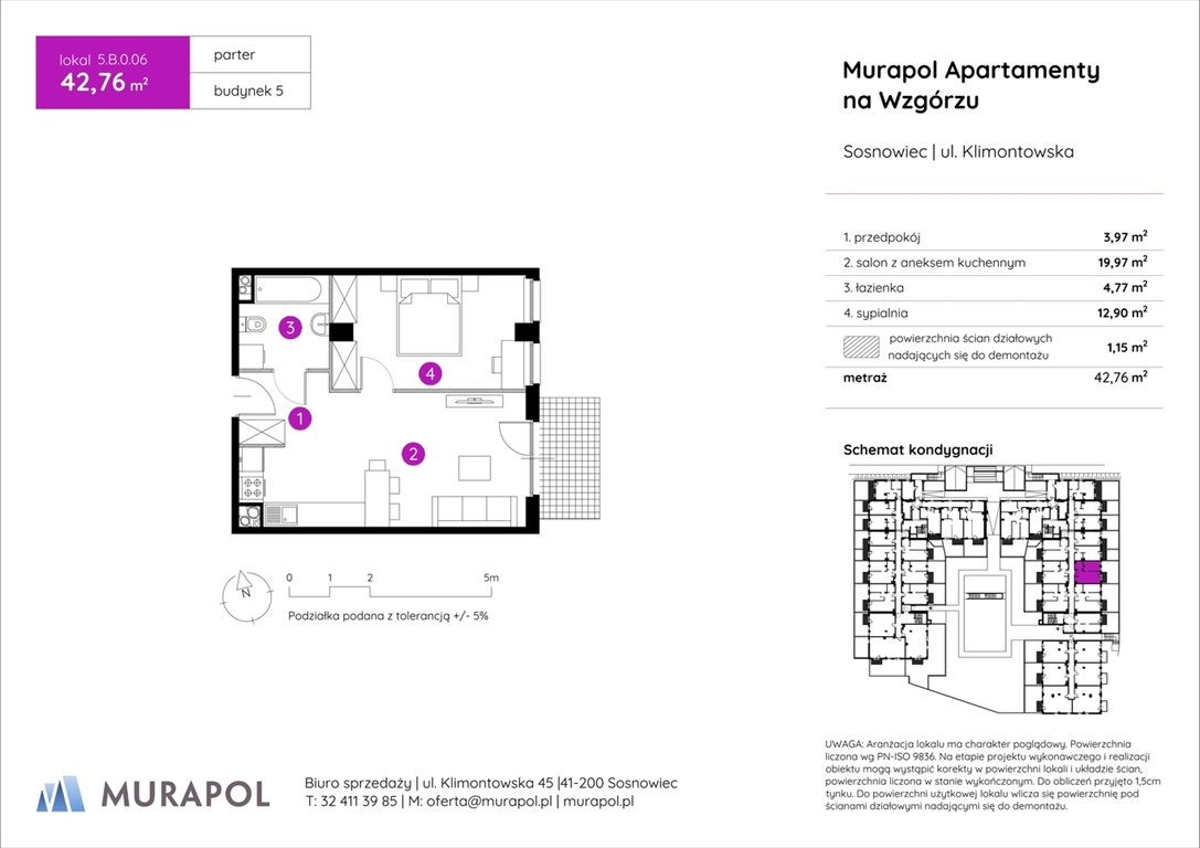 Nowe mieszkanie dwupokojowe Murapol Apartamenty na Wzgórzu Sosnowiec, ul. Klimontowska  43m2 Foto 1