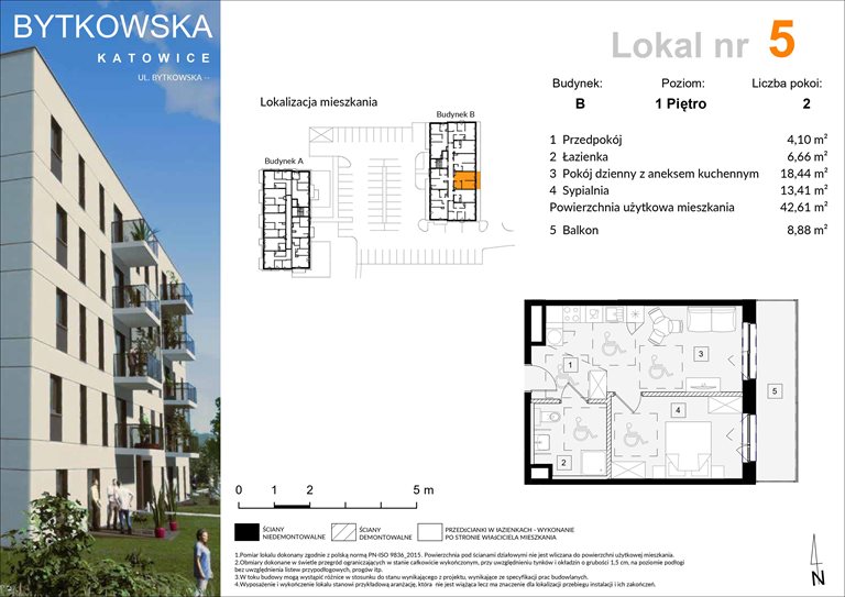 Nowe mieszkanie dwupokojowe Bytkowska 70B, C  Katowice, Wełnowiec-Józefowiec, Bytkowska  43m2 Foto 1