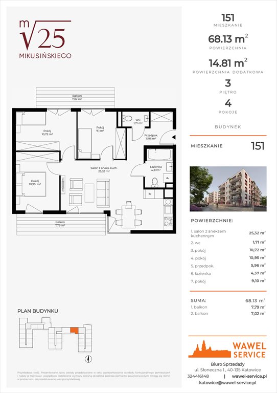 mieszkanie na sprzedaż 68m2 mieszkanie Katowice, Mikusińskiego 25