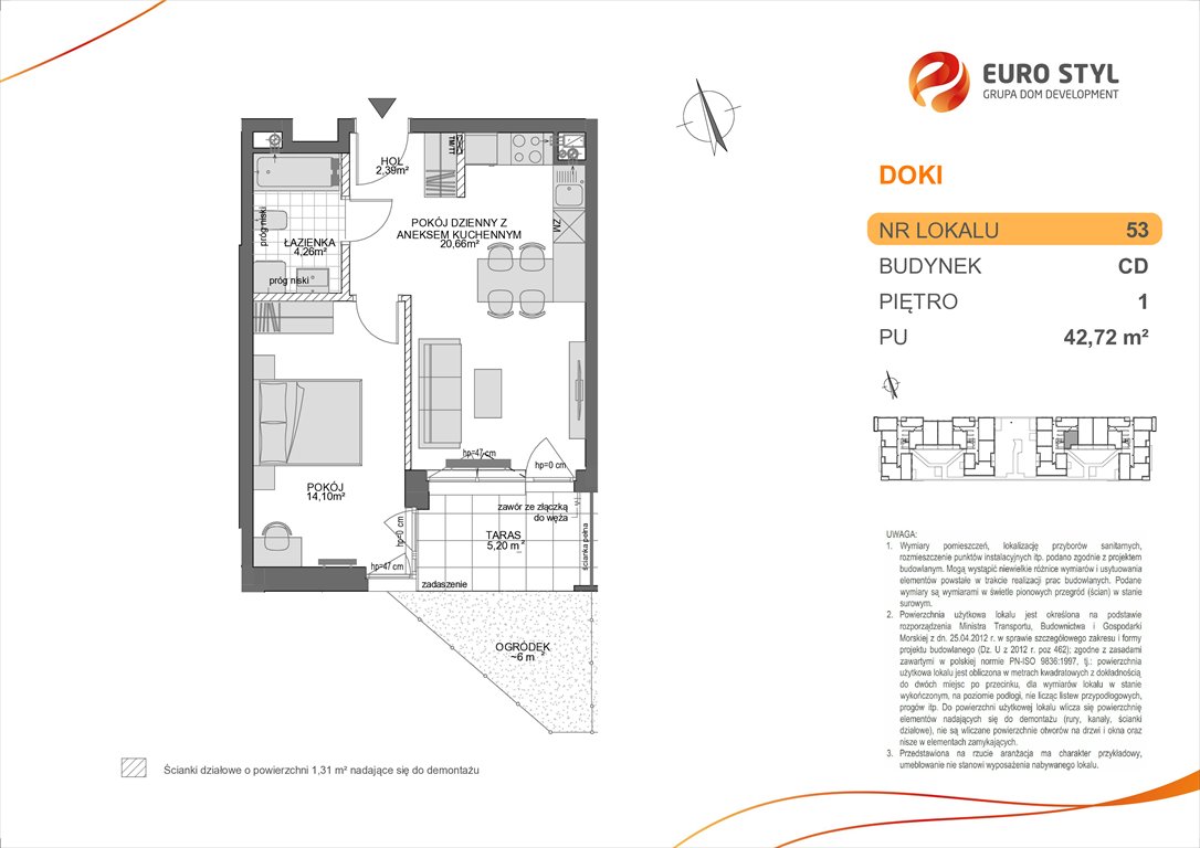 Nowe mieszkanie dwupokojowe DOKI LIVING Gdańsk, Śródmieście, ks. Jerzego Popiełuszki/Rybaki Górne  43m2 Foto 1