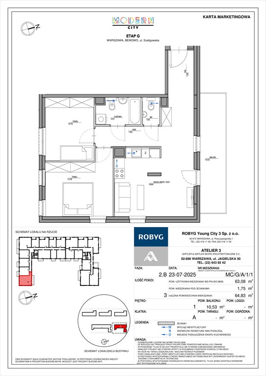 Nowe mieszkanie trzypokojowe Modern City Warszawa, Bemowo, Szeligowska  63m2 Foto 1