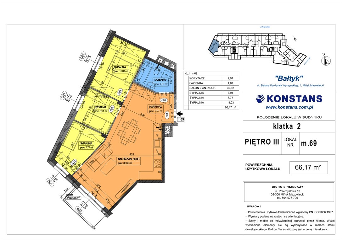 Nowe mieszkanie czteropokojowe  Bałtyk Mińsk Mazowiecki, Wyszyńskiego 1  66m2 Foto 1