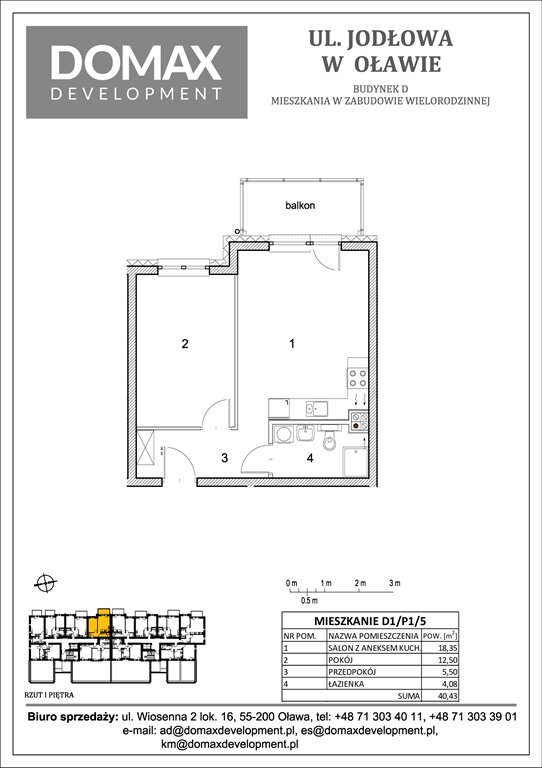 Nowe mieszkanie dwupokojowe Osiedle Jodłowa etap II bud D Oława, Nowy Otok, Jodłowa 38-40  40m2 Foto 1