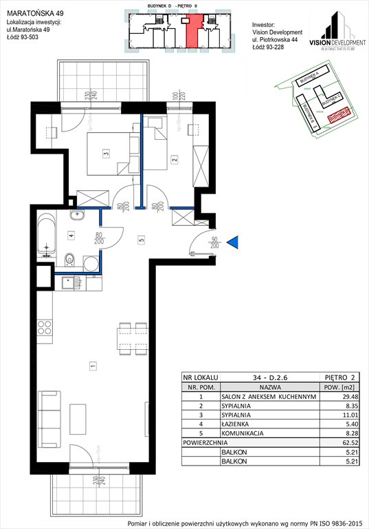 Nowe mieszkanie trzypokojowe Maratońska 49 Nowa Retkinia  Łódź, Retkinia, Maratońska 49C  63m2 Foto 1