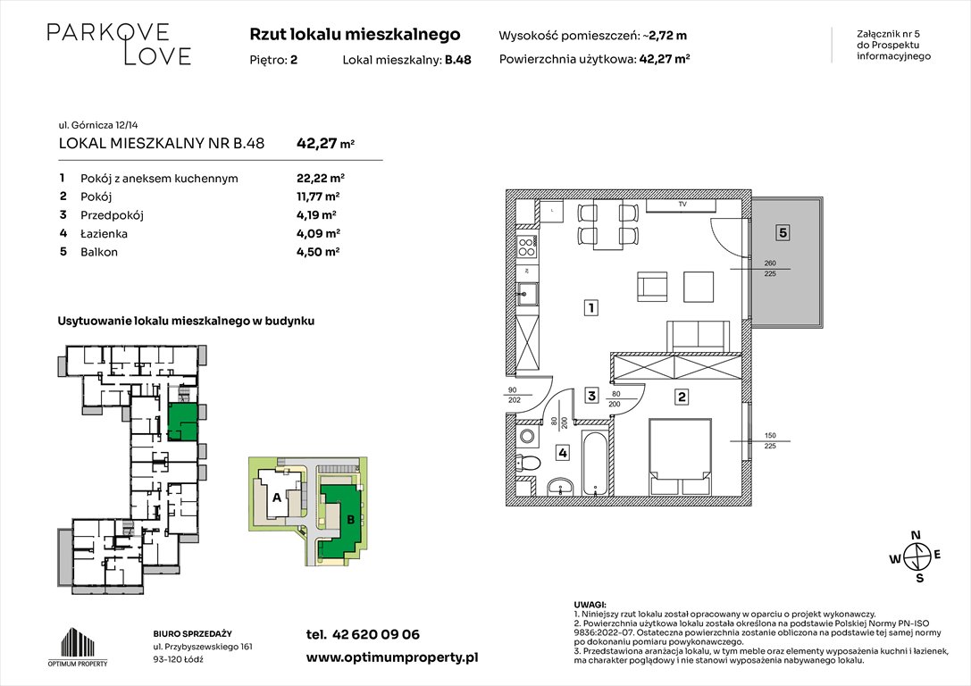 Nowe mieszkanie dwupokojowe PARKOVE LOVE Łódź, Bałuty-Doły, ul. Górnicza 12/14  42m2 Foto 1