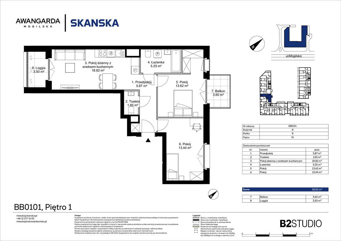Nowe mieszkanie trzypokojowe Awangarda Mogilska Kraków, Prądnik Czerwony, Mogilska 126  59m2 Foto 1