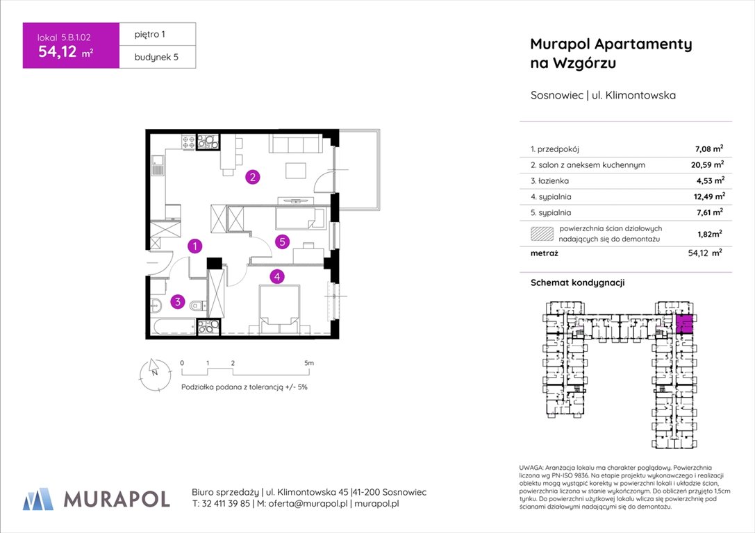 Nowe mieszkanie trzypokojowe Murapol Apartamenty na Wzgórzu Sosnowiec, ul. Klimontowska  54m2 Foto 1