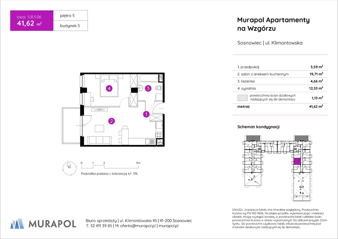 Nowe mieszkanie dwupokojowe Murapol Apartamenty na Wzgórzu Sosnowiec, ul. Klimontowska  42m2 Foto 1