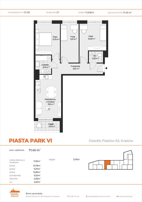 Nowe mieszkanie czteropokojowe  PIASTA PARK VI Kraków, Mistrzejowice, Osiedle Piastów 63  71m2 Foto 1